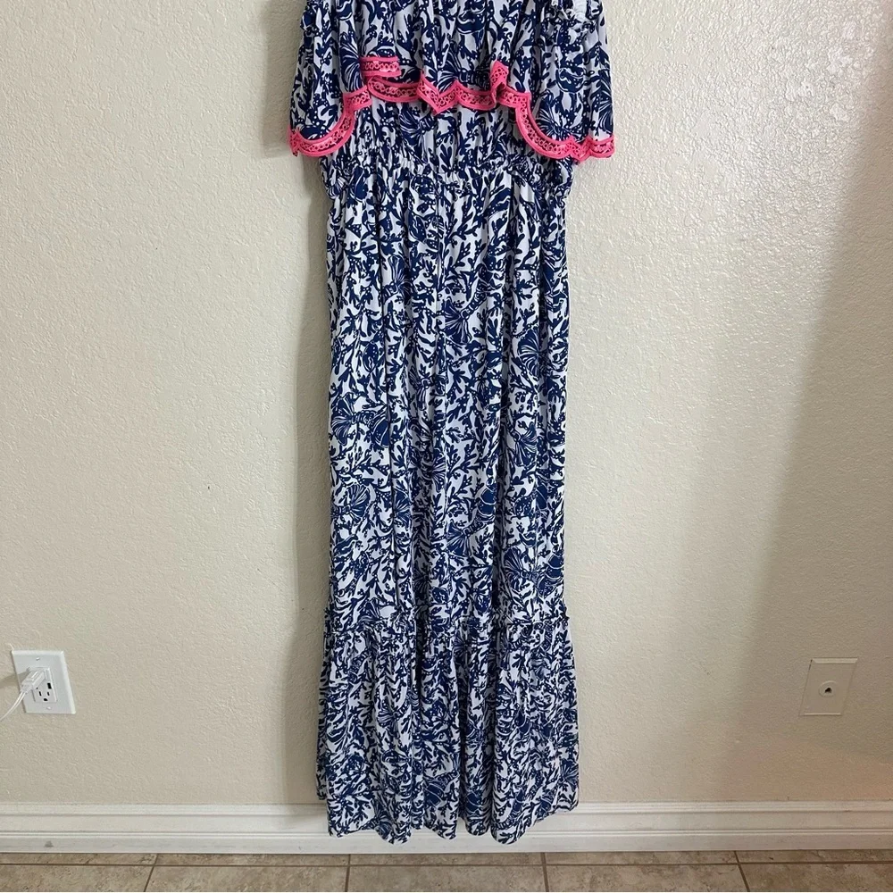New Lilly Pulitzer Aida Ruffle Maxi Dress Size Medium - Picture 10 of 12